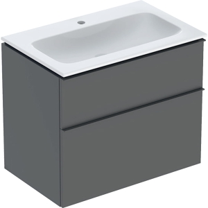 GEBERIT Zestaw ICON szafka pod umywalkę, B75cm, H63cm, T48cm, z dwoma szufladami, lava, uchwyt lava, z umywalką meblową, bez przelewu, z otworem na baterię, z zestawem odpływowo-przelewowym, KeraTect