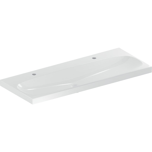 GEBERIT Umywalka ACANTO, B120cm, H18cm, T48.2cm, bez przelewu, z dwoma otworami na baterię, KeraTect