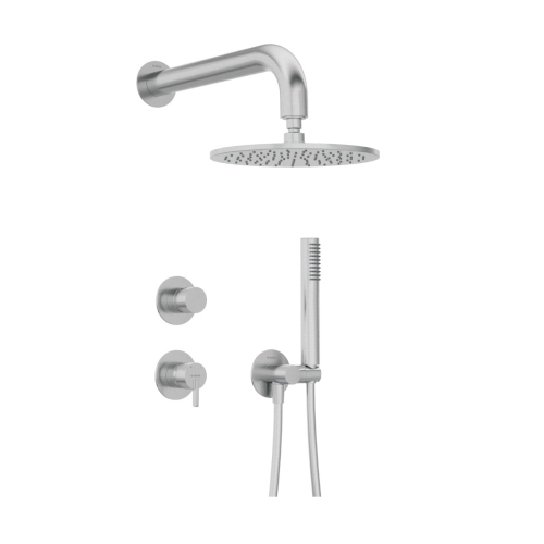 DEANTE SILIA zestaw natryskowy z baterią i deszczownicą, stal szczotkowana