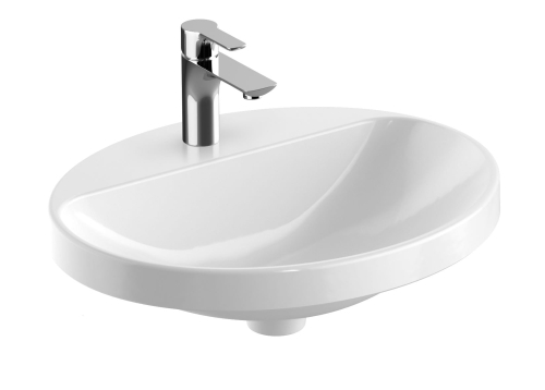 GEBERIT Umywalka VARIFORM wpuszczana w blat, owalna, B55cm, H17.8cm, T45cm, bez przelewu, z otworem na baterię, KeraTect