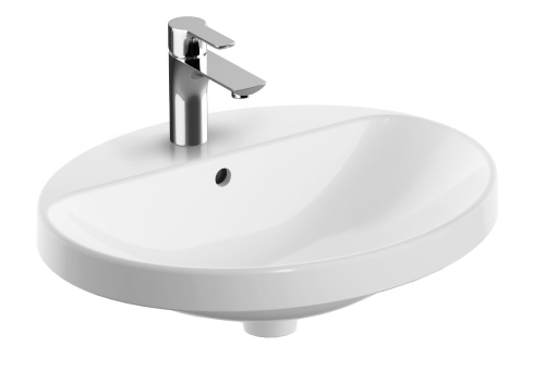 GEBERIT Umywalka VARIFORM wpuszczana w blat, owalna, B55cm, H17.8cm, T45cm, z przelewem, z otworem na baterię, KeraTect