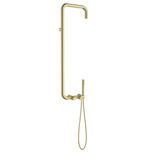 DEANTE SILIA zestaw natryskowy z baterią i deszczownicą, złoto szczotkowane