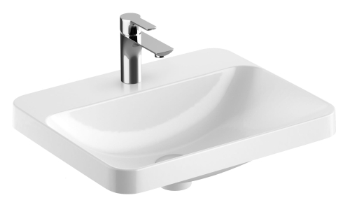 GEBERIT Umywalka VARIFORM wpuszczana w blat, prostokątna, B55cm, H17.8cm, T45cm, bez przelewu, z otworem na baterię, szkliwiony spód