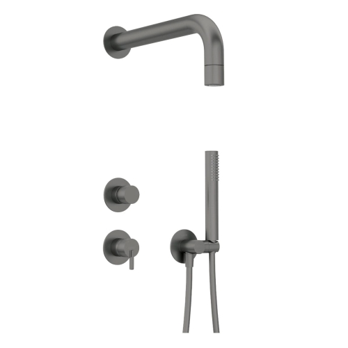 DEANTE SILIA zestaw natryskowy z baterią i deszczownicą, titanium