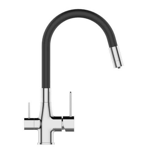 INVENA GLAMOUR bateria kuchenna z filtrem, czarna/ chrom