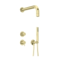 DEANTE SILIA zestaw natryskowy z baterią i deszczownicą, złoto szczotkowane