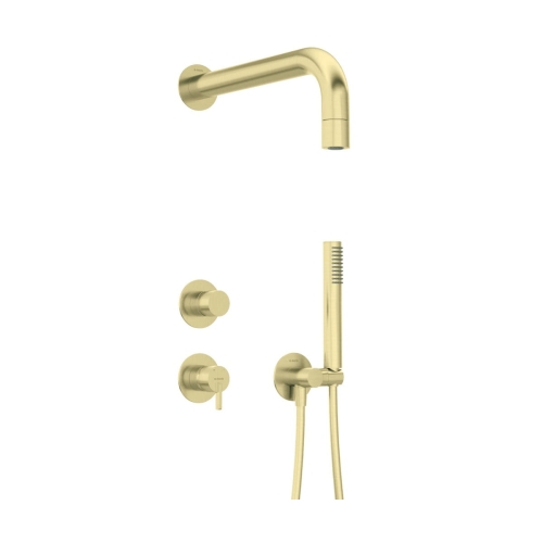 DEANTE SILIA zestaw natryskowy z baterią i deszczownicą, złoto szczotkowane