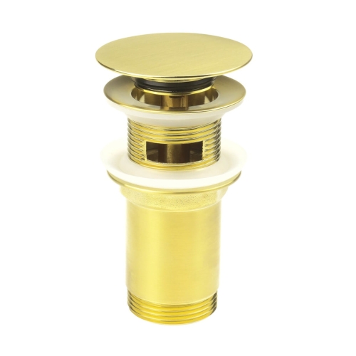 DEANTE spust umywalkowy klik-klak z przelewem i tuleją, złoto szczotkowane