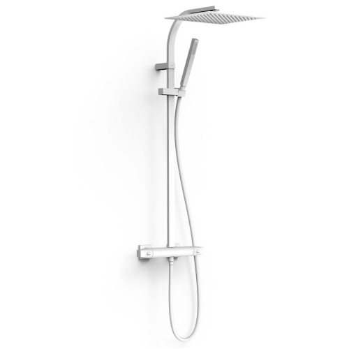 TRES OVER-WALL zestaw natryskowy termostatyczny z deszczownicą, biały mat