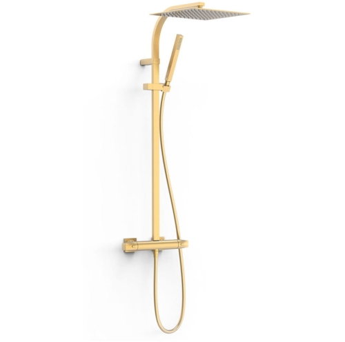 TRES OVER-WALL zestaw natryskowy termostatyczny z deszczownicą, 24-k złoto matowe
