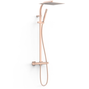 TRES OVER-WALL zestaw natryskowy termostatyczny z deszczownicą, 24-K matowe różowe złoto