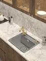 DEANTE zlewozmywak MOMI granit 1k 440x500x230 mm + osprzęt space-saver szary metalik