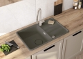 DEANTE Zlewozmywak MOMI granit 1k z/o 780x500x230 mm + osprzęt space-saver antracyt metalik