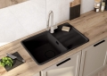 DEANTE zlewozmywak MOMI granit 1k z/o 780x500x230 mm+osprzęt space-saver grafit metalik