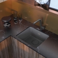 DEANTE zlewozmywak MOMI granit 1k 500x450x230 mm + osprzęt space-saver szary metalik