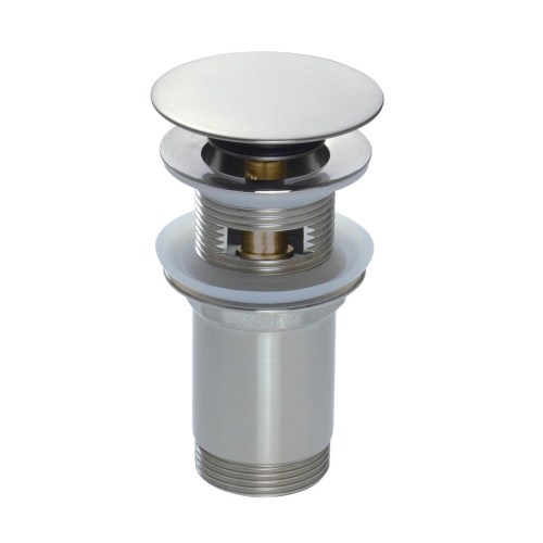 DEANTE spust umywalkowy klik-klak z przelewem i tuleją, stal szczotkowana