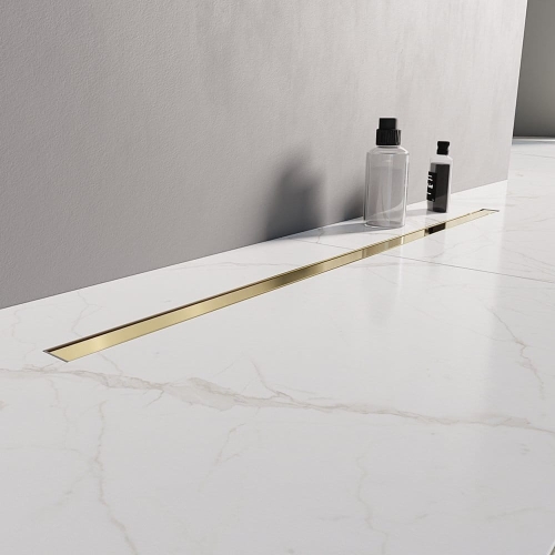 NEW TRENDY VISIO SLIM GOLD prysznicowy odpływ liniowy, złoty polerowany 600 mm