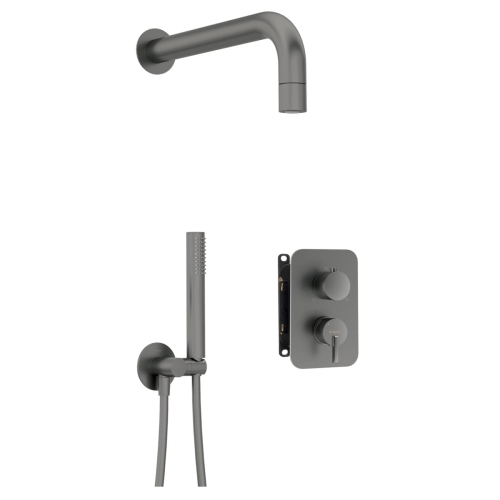 DEANTE SILIA zestaw natryskowy z baterią i deszczownicą, titanium