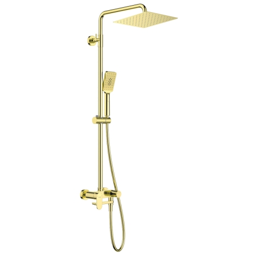 DEANTE Deszczownia ALPINIA gold z baterią wannową mieszaczową z ruchomą wylewką złoty