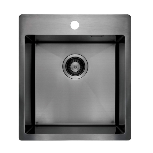 DEANTE Zlewozmywakstal OLFATO precious titanium 1k b/o, 450x505x200, 3,5" + osprzęt space-saver titanium