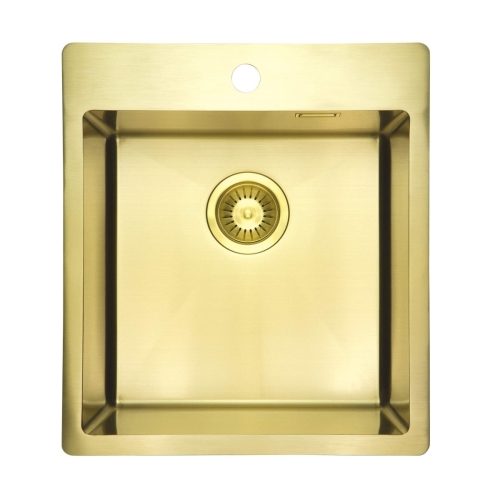 DEANTE Zlewozmywakstal OLFATO precious złoto szczotkowane 1k b/o, 450x505x200, 3,5" + osprzęt space-saver złoto szczotkowane