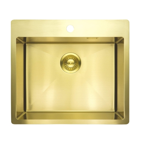 DEANTE Zlewozmywakstal OLFATO precious złoto szczotkowane 1k b/o, 550x505x200, 3,5" + osprzęt space-saver złoto szczotkowane