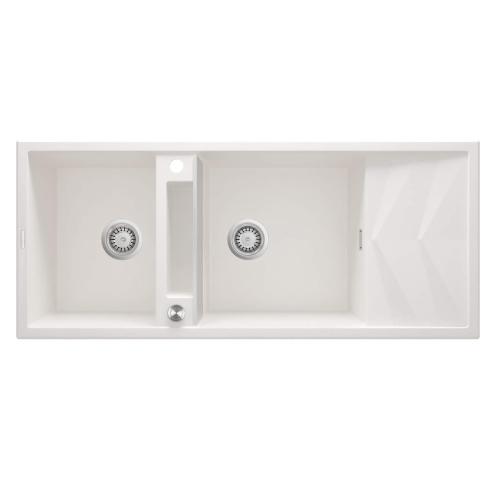 DEANTE Zlewozmywak MAGNETIC alabaster granit 2k z/o 1160x500x224, 3,5" + osprzęt space-saver click alabaster