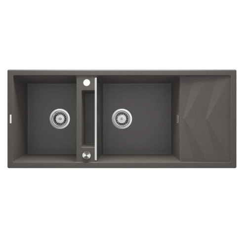 DEANTE Zlewozmywak MAGNETIC antracyt met.granit 2k z/o 1160x500x224, 3,5" + osprzęt space-saver click antracyt metalik