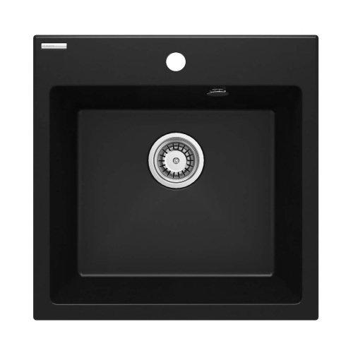DEANTE Zlewozmywak EVORA nero granit 1k 500x500x216, 3,5" + osprzęt space-saver nero czarny