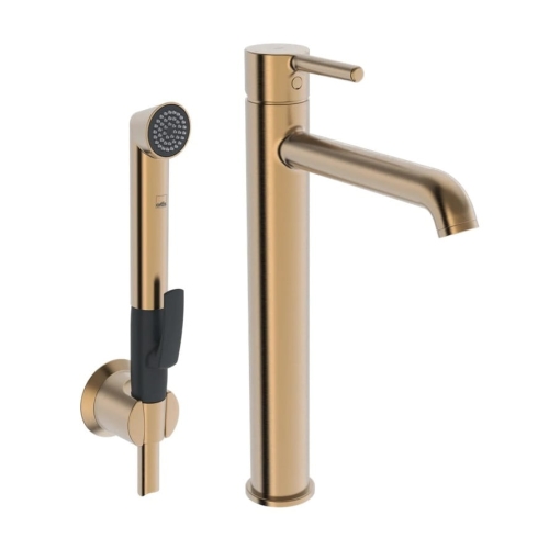 ORAS OPTIMA STYLE bateria umywalkowa stojąca z rączką Bidetta, brąz szczotkowany