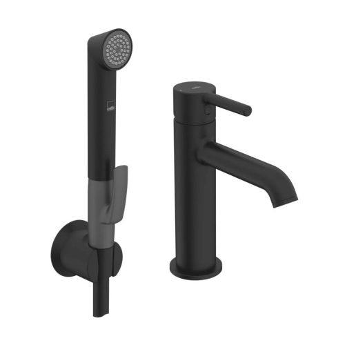 ORAS OPTIMA STYLE bateria umywalkowa stojąca z rączką Bidetta, czarny mat