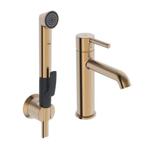 ORAS OPTIMA STYLE bateria umywalkowa stojąca z rączką Bidetta, brąz szczotkowany