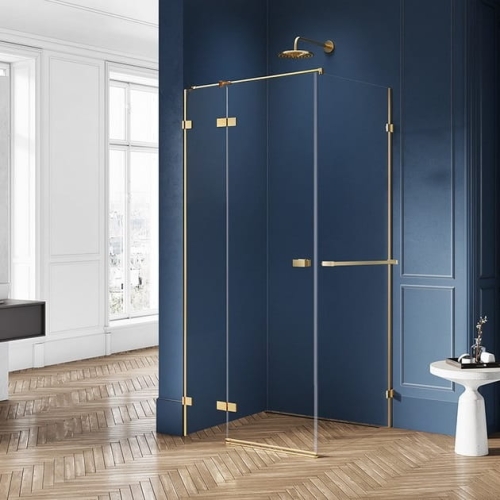 NEW TRENDY AVEXA GOLD BRUSHED 100x100 cm kabina kwadratowa, szkło transparentne