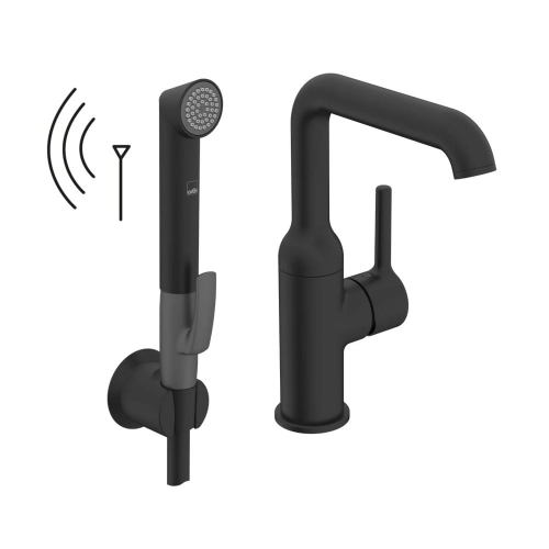 ORAS OPTIMA STYLE bateria umywalkowa stojąca z rączką Bidetta, czarny mat