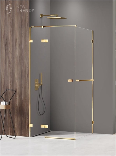 NEW TRENDY AVEXA GOLD BRUSHED 90x90 cm kabina kwadratowa, szkło transparentne