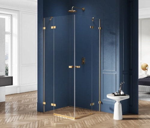 NEW TRENDY AVEXA GOLD BRUSHED 100x90 cm kabina prostokątna, szkło transparentne
