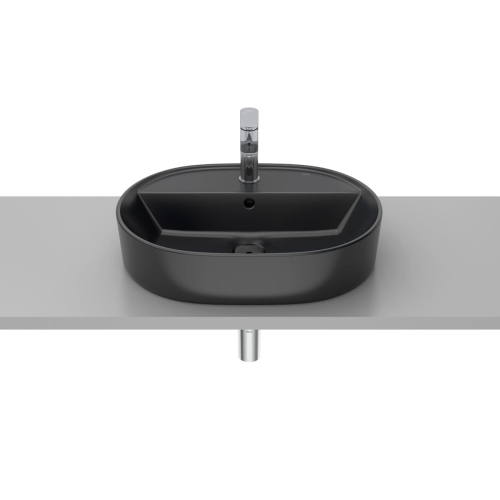 ROCA GAP ROUND umywalka nablatowa owalna 55 cm, czarny mat