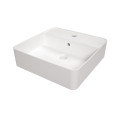 DEANTE Umywalka SQUARE ceramiczna nablatowa z miejscem na baterię 420x420x120 kolor biały