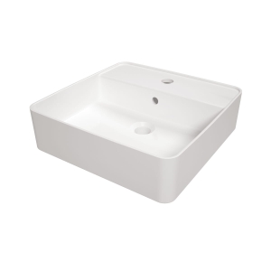 DEANTE Umywalka SQUARE ceramiczna nablatowa z miejscem na baterię 420x420x120 kolor biały