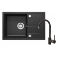 DEANTE LEDA zlewozmywak granitowy 67 cm z baterią, grafit