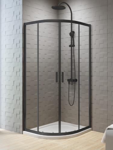 NEW TRENDY NEW VARIA BLACK 90x90 cm kabina półokrągła, szkło transparentne