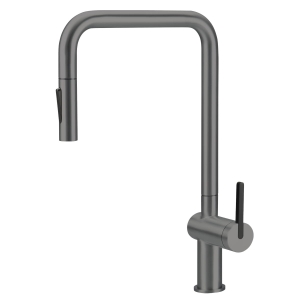 DEANTE bateria MOMI titanium z prostokątną wyciąganą wylewką "u" 