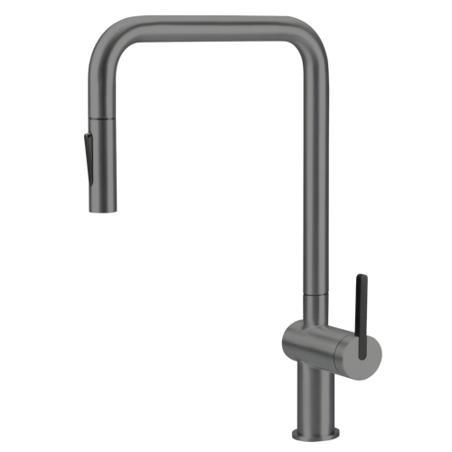 DEANTE bateria MOMI titanium z prostokątną wyciąganą wylewką