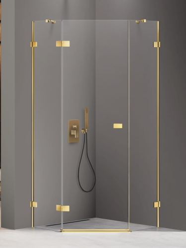 NEW TRENDY AVEXA GOLD SHINE  90 x 90 cm kabina pięciokątna, szkło przejrzyste