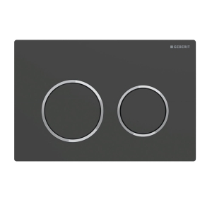 GEBERIT Przycisk uruchamiający Omega20, przedni/górny, czarny mat-chrom-czarny mat, easy-to-clean, okrągły
