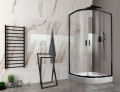 SANPLAST FRIS zestaw kabina + brodzik  80x80 cm szkło transparentne, profil czarny mat