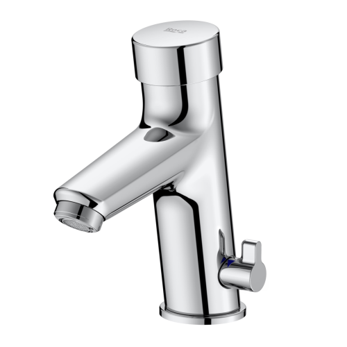 ROCA FLUENT bateria umywalkowa czasowa stojąca z mieszaczem ECO, chrom