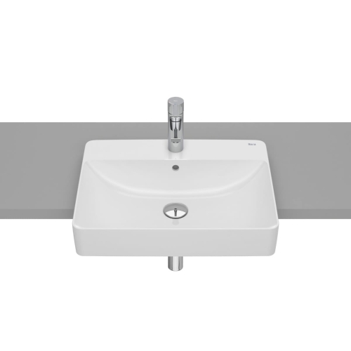 ROCA INSPIRA SQUARE umywalka półblatowa 55 cm, biały połysk