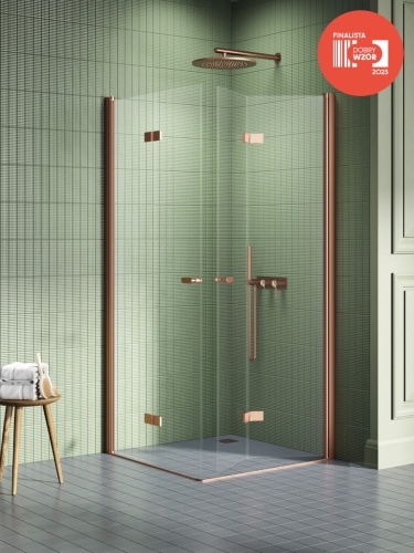 NEW TRENDY NEW SOLEO COPPER BRUSHED kabina kwadratowa 90x90 cm, szkło transparentne