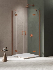NEW TRENDY NESTA COPPER BRUSHED kabina kwadratowa 80x80 cm, szkło transparentne